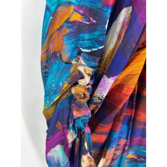 John Mark Abstract Floral Print Button Front Roll Tab Sleeve Blouse Women 2X NEW - Picture 8 of 10